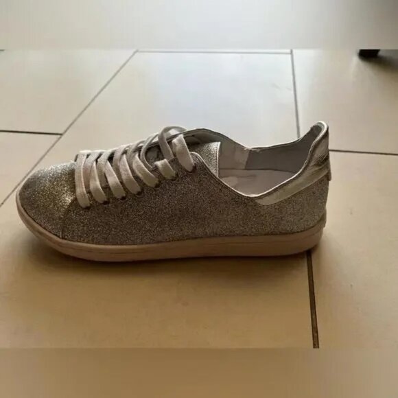 Schutz Silver Sneakers 8.5 Glitter Sparkle - Picture 2 of 7